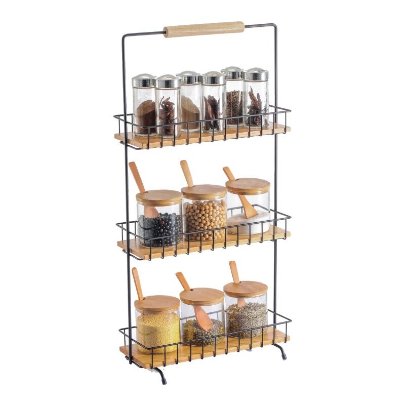 Etagère à poser 3 étages design industriel Bois & Acier elie Noir mat MSV