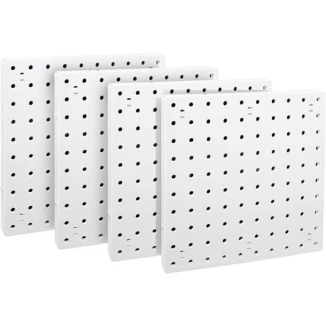 Organiseur 4 PièCes en Panneau Perforé, Suspension Murale en Panneau Perforé Blanc, Panneau Perforé pour Salle D'Artisanat, Garage, Cuisine, Salon