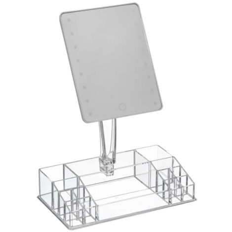 Organiseur Avec Miroir LED "Selena" 38cm Transparent