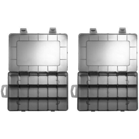 Organiseur, boîte de rangement en plastique avec 18 compartiments amovibles en grille --