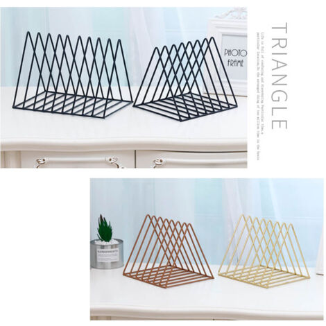 [Organiseur bureau design triangle] Porte-magazine fer forgé 7 compartiments noir - Rack 20.5x17.8x17cm 500g