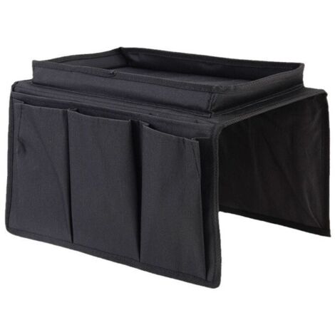 Organiseur Canapé Fauteuil Pliable, Accoudoir de Canapé Sac de Rangement,  Sac de Rangement pour Accoudoirs de Canapé, Plateau Organisateur Canapé Accoudoir,noir