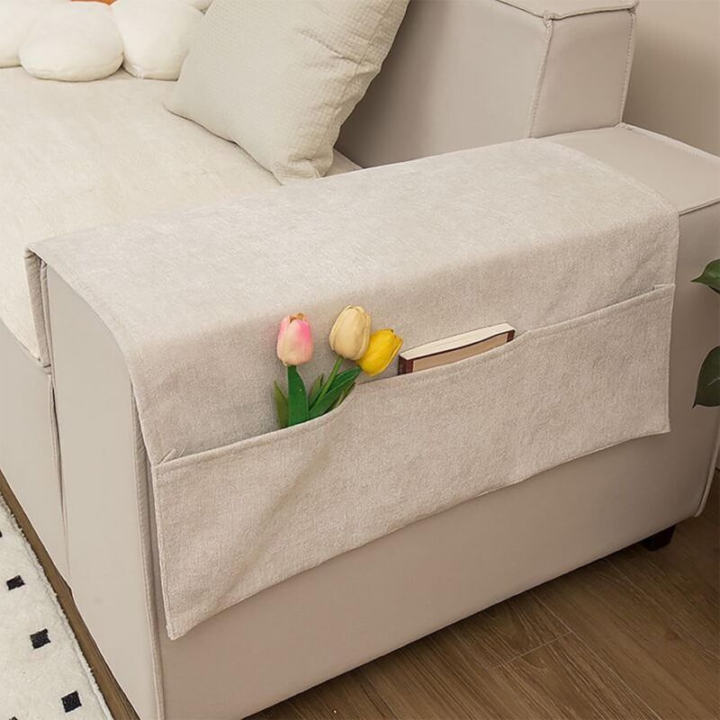 Organiseur d'accoudoir de canapé avec 3 grandes poches pour télécommande, clés, lunettes, pour une chambre bien rangée, canapé ou table de chevet