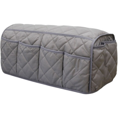 Organiseur d'accoudoir de canapé, chaise, sac de rangement antidérapant, compatible avec tablette, téléphone, tablette, livre, magazines, télécommande TV (gris)