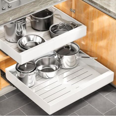 Organiseur d'armoire coulissant, étagères de rangement coulissantes pour placard cuisine, tiroir coulissant extensible, pas besoin percer et clouer, plateau extractible - s