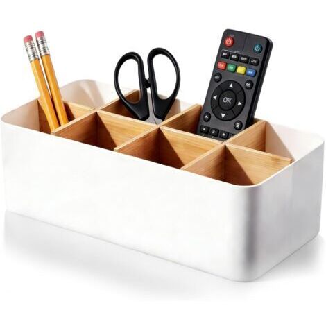 Organiseur de bureau, 8 compartiments, porte-stylos, blanc, boîte de rangement multifonctionnelle pour bureau, cosmétiques, notes autocollantes, télécommandes