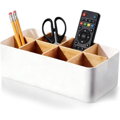 Organiseur de bureau, 8 compartiments, porte-stylos, blanc, boîte de rangement multifonctionnelle pour bureau, cosmétiques, notes autocollantes, télécommandes