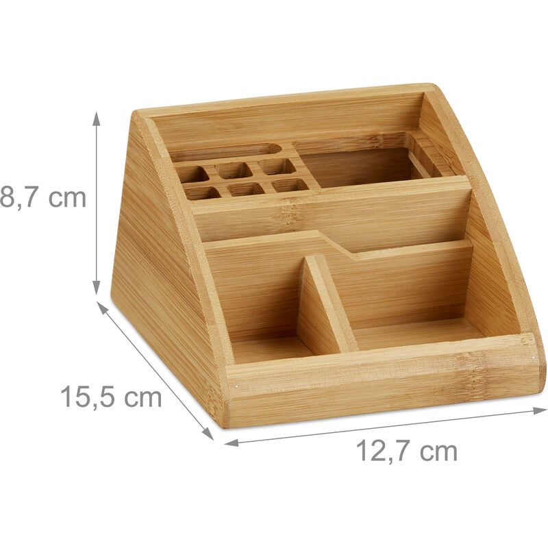nature 9 x 13 x 16 cm Relaxdays Organiseur de bureau bambou distributeur de bureau porte-stylos bo/îte HxlxP