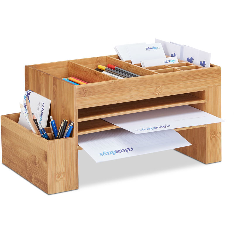 Organiseur De Bureau Bambou Lettre Stylos Carte De Visite Rangement Hxlxp 20 X 40 X 21 5 Cm Nature 3100215623473