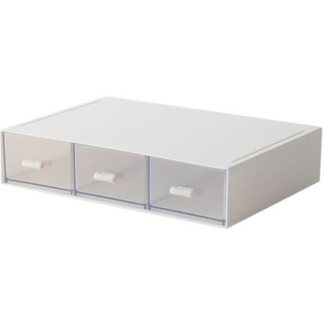 Organiseur de bureau blanc avec tiroir, empilable, ensemble de 2 pièces pour le bureau et le maquillage