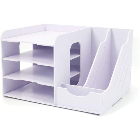Organiseur de bureau, quatre dossiers verticaux et horizontaux, blanc