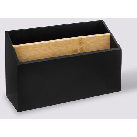Organiseur de bureau, rangement de bureau en bois coloris noir - Longueur 25 x Profondeur 9 x Hauteur 16 cm -PEGANE-