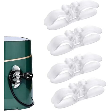 Organiseur de câbles pour appareils électroménagers, lot de 4, organiseur de câbles de cuisine amélioré, enrouleur de câbles pour cafetière, mixeur (transparent)