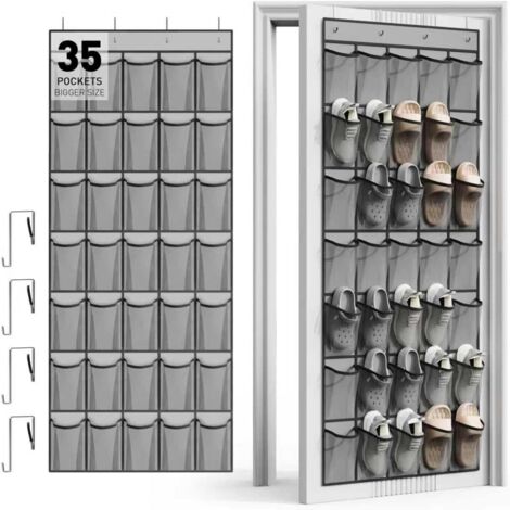 Organiseur De Chaussures Pour Porte - 35 Poches En Maille Respirante - Système De Suspension Sans Perçage - Pour Placard Chambre Salle De Bain - 1 Pièce