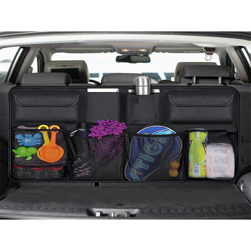Organiseur de coffre de voiture – 3ème génération [double capacité], équipé d'un filet élastique solide et de 4 structures de baguettes magiques, sac
