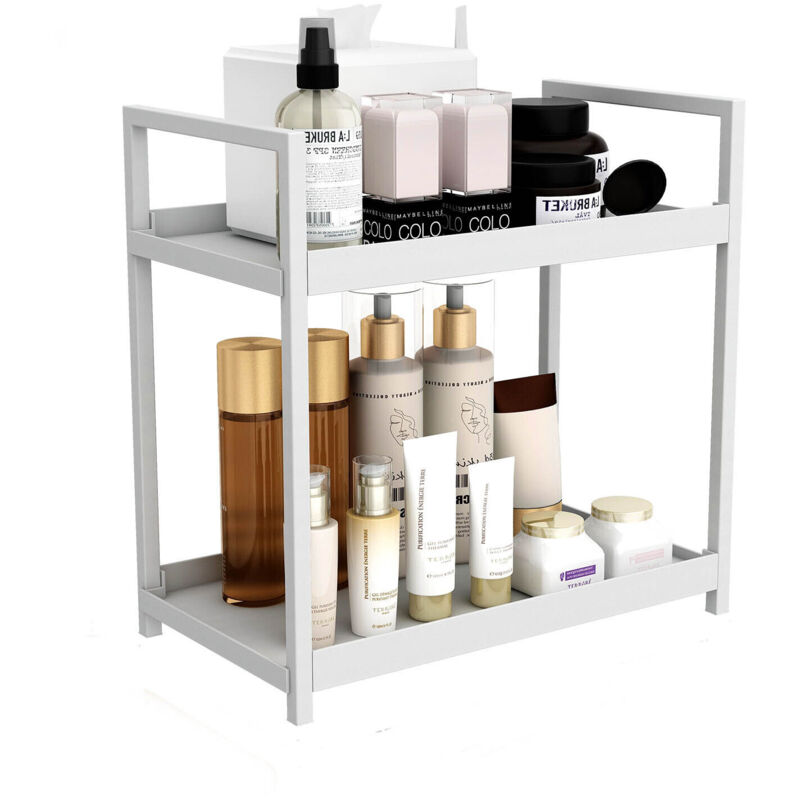 Organiseur de comptoir de cuisine à 2 niveaux, étagère de salle de bain, cosmétiques, étagère de rangement pour cuisine, salle de bain, bureau,