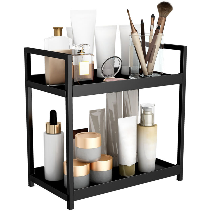 Organiseur de comptoir de cuisine à 2 niveaux, étagère de salle de bain, cosmétiques, étagère de rangement pour cuisine, salle de bain, bureau,