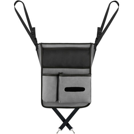 Organiseur de dossier de siège de voiture, sac à main en maille entre les sièges, sac de rangement automatique en daim, barrière pour siège arrière pour enfants et animaux domestiques (gris)