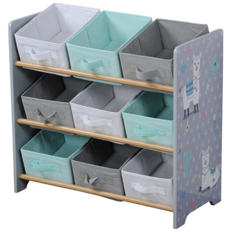 Organiseur de jouets avec contenants textiles, gris en lamas, KESPER