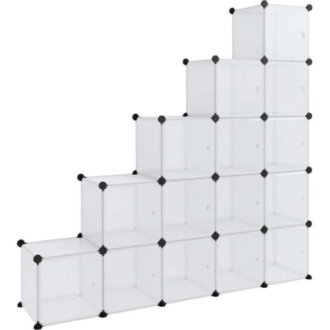 Organiseur de rangement en cube avec 15 cubes et portes en PP transparent CFW784602