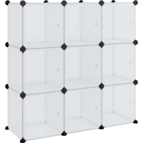 Organiseur de rangement en cube avec 9 cubes et portes en PP transparent CFW943991