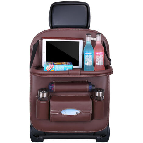 Organiseur de siège auto + étagère, table de voiture, marron