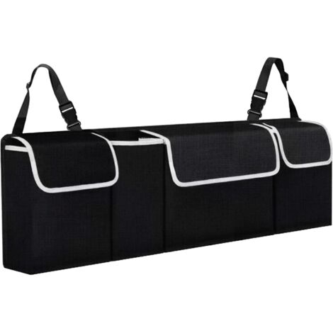 Organiseur de siège de coffre de voiture avec sangles réglables – Accessoires de rangement – Protections de dossier de siège, rangement intérieur de voyage moyen et grand, filet pliable pour