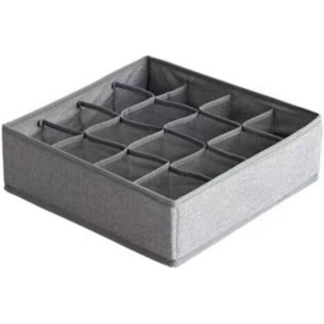 Organiseur de sous-vêtements avec séparateurs de tiroir, organiseur de placard pliable en tissu, boîte de rangement pour vêtements de bébé, sous-vêtements, cravates, chaussettes - Gris foncé (16 compa