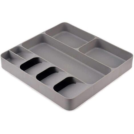 Organiseur de tiroir de cuisine pour couverts, ustensiles et accessoires, taille unique, gris