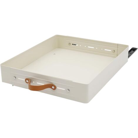 Organiseur de tiroir extensible avec poignée en polyuréthane et protection latérale haute - Largeur réglable 35 à 51 cm Robuste Charge maximale : 15 kg Pour armoires cuisine Blanc.