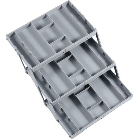 Organiseur de tiroir pliable à plusieurs niveaux avec compartiments réglables - Plateaux rangement extensibles pour fournitures bureau, gadgets cuisine, ustensiles, bijoux, maquillage (3 3 脡tages