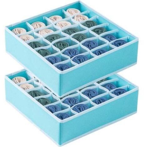 Organiseur de tiroir pliable en tissu Oxford à 24 compartiments pour chaussettes