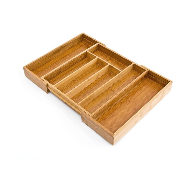 Serbia - Organiseur de tiroir, range-couverts extensible, en bambou, pour la cuisine, nature