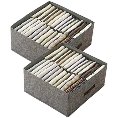 Organiseur de vêtements de placard 2 pièces à 24 compartiments - Organisation et rangement de placard pour t-shirts et jeans
