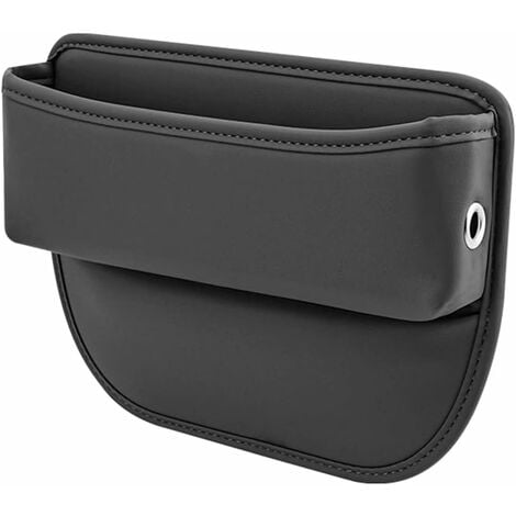 Organiseur de voiture, espace de rangement pour siège de voiture, poche pour console de siège avant en cuir PU, pour ranger téléphone, clés, cartes, lunettes, portefeuille (noir)