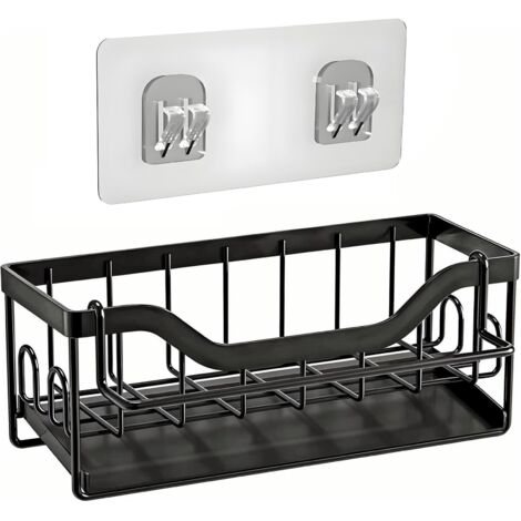 Organiseur d'évier de cuisine, porte-éponge pour évier de cuisine, organiseur d'évier, porte-éponge à vaisselle, porte-ustensiles de cuisine, organisateur d'évier de cuisine, noir mat