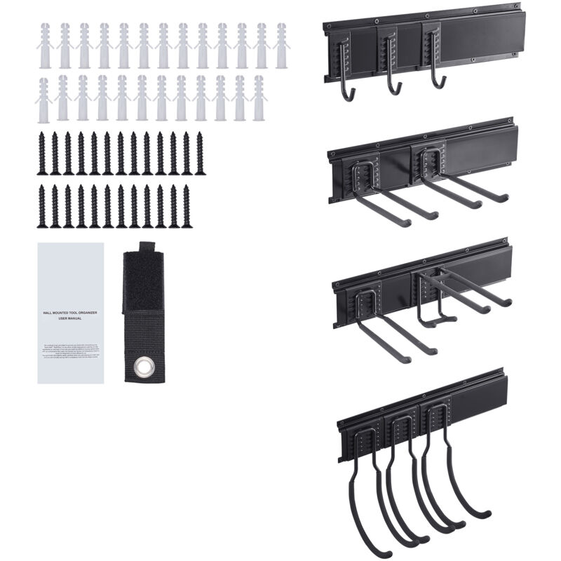 Organiseur d'outils de garage Mophorn capacité de charge de 600 lb, support de rangement mural robuste pour jardin et cour avec 10 crochets réglables