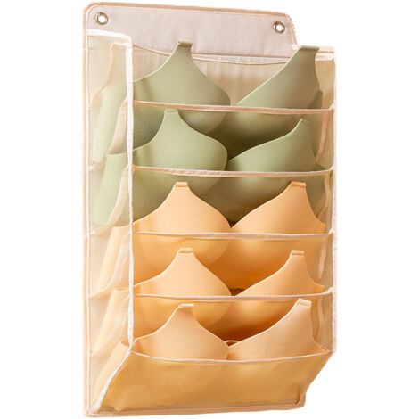Organiseur mural multi-pochettes, Oxford et mesh, 15+5 cases, 55x30 cm, gris, beige, rose