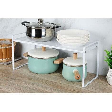 Organiseur Placard Extensible en Métal Étagères à Épices pour Rangement Cuisine Economiser d'espace 36-602118cm Blanc