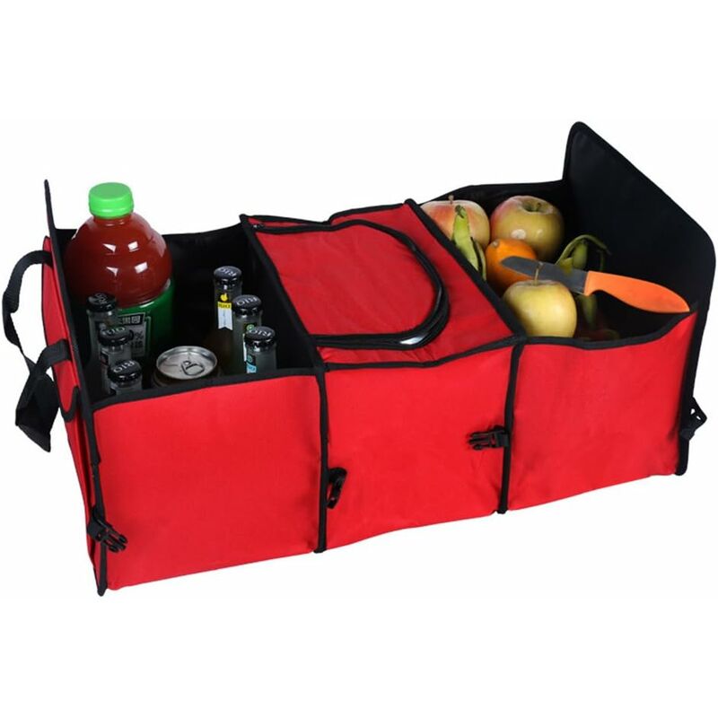 Aougo - Organiseur pliable, robuste et multifonction en tissu Oxford Pour voiture Pour voyage, Vacances, camping(Rouge)