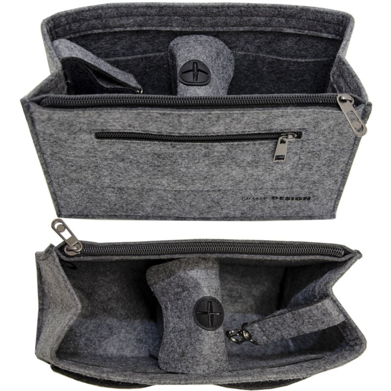 Organiseur Sac à Main 23x10x16 cm Insert Feutre S Trousse Poche Intérieure Gris
