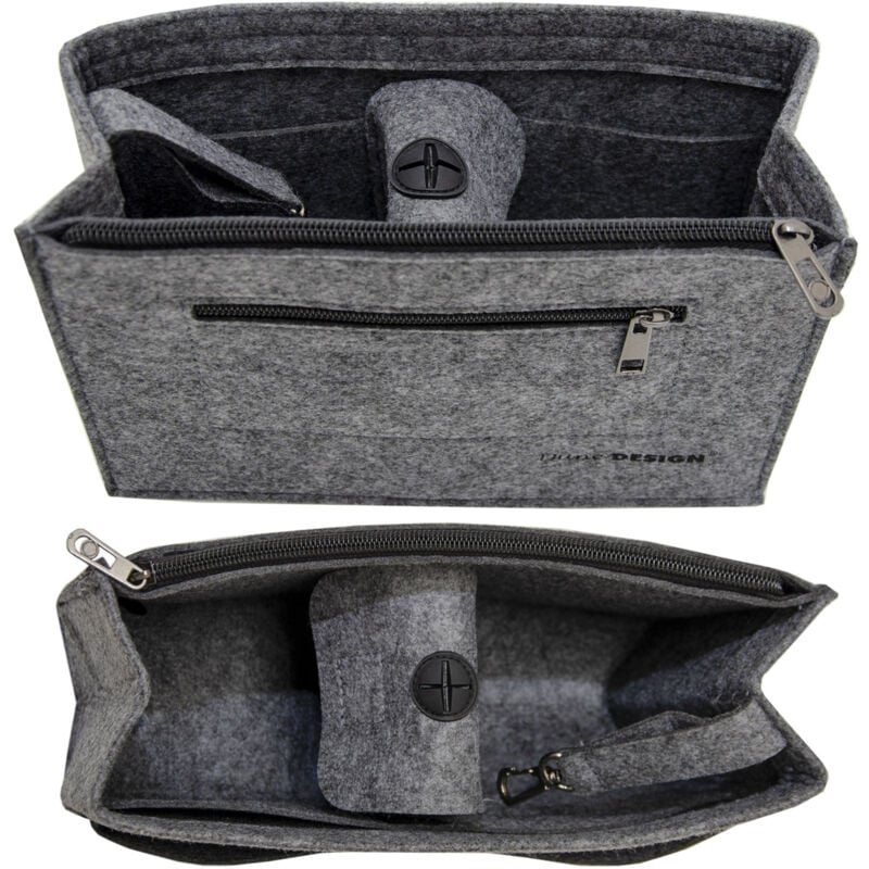 Organiseur Sac à Main 27x10x16 cm Insert Feutre m Trousse Poche Intérieure Gris