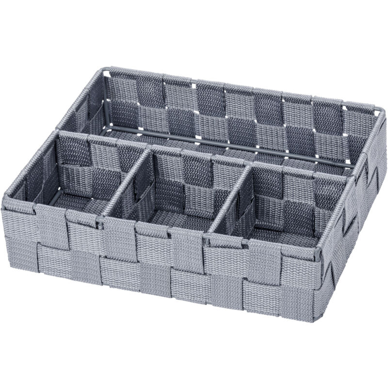 Organiseur Salle de bain Adria petit, Rangement salle de bain 4 compartiments, Polypropylène, 26x17x6.5 cm, gris - Wenko