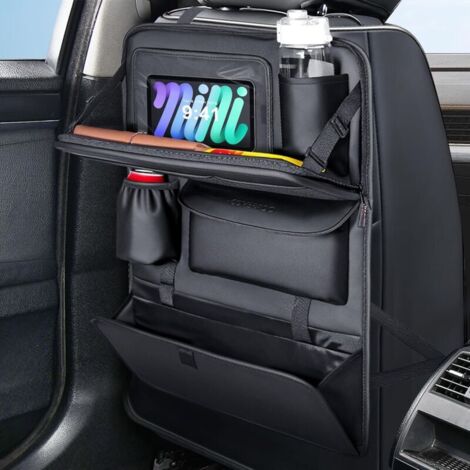 Organiseurs pour voiture, Napa cuir Protection de Dossier de Voiture Enfants avec support plat/plateau alimentaire pliable/protecteur de coussin de pied/Multi - sac/support de sac-poubelle