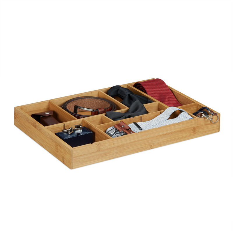 

Organizador Cajones Ajustable, Separador Cajón Cocina, Cubertero, Divisor, Bambú, 1 Ud, 5 x 45 x 32 cm, Marrón