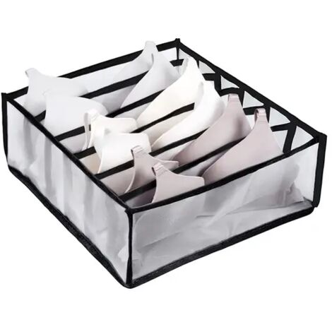 Organizador de armario para ropa interior, calcetines, hogar, armario, tablilla, caja de almacenamiento de ropa plegable, organizador de cajones con 6 rejillas - Negro