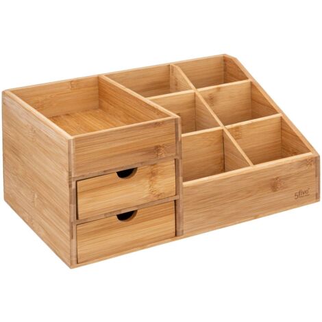 Organizador de bambú de 2 cajones y 6 compartimentos - 5five