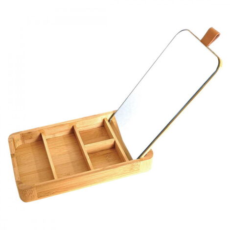 Organizador de bambú para objetos pequeños con espejo KINGHOFF KH-1695