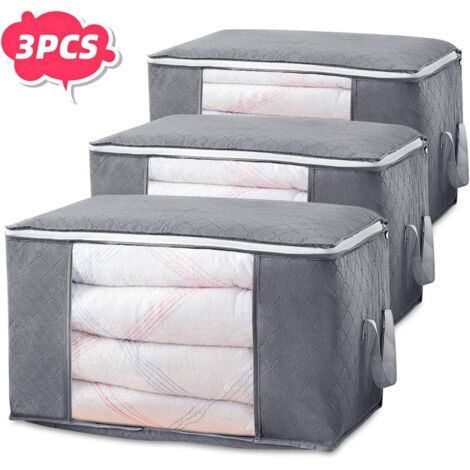 Organizador de bolsas de almacenamiento plegable, cajas de almacenamiento de ropa, bolsa de almacenamiento de ropa impermeable, antimoho, resistente a la humedad con ventana transparente, paquete de 3