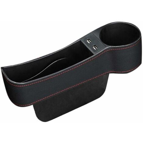 Organizador de bolsillo lateral de consola Premium para relleno de espacio de asiento de coche con carga USB, organizador lateral de consola de coche multifuncional con portavasos